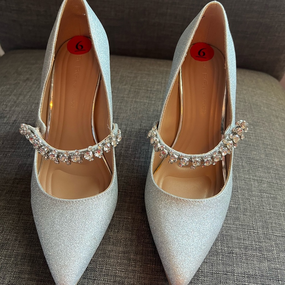 Bcbgeneration Silver Heels With Crystal Strap - image 2